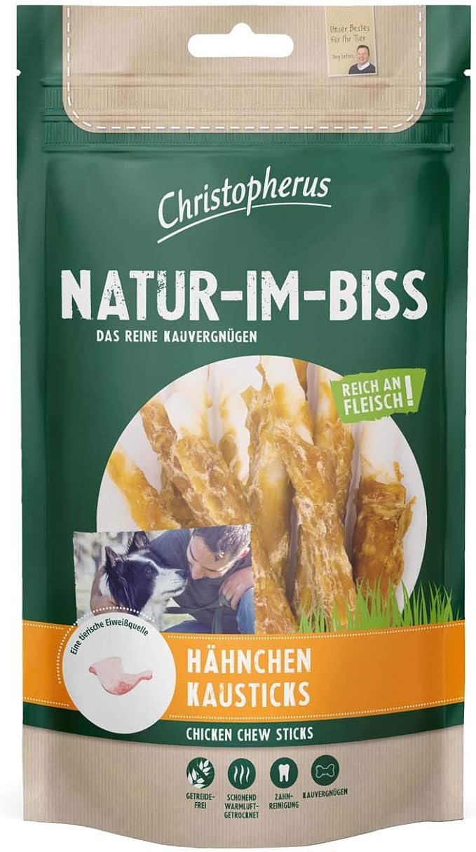Christopherus Bacchette da masticare per cani, per pollo, essiccate ad aria calda, 70 g