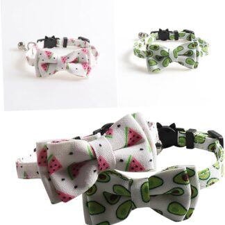 PERSELOSO 2 Collare per Animali Domestici con Campanellino Design e Facile da Indossare per con Estivi Anguria e Avocado