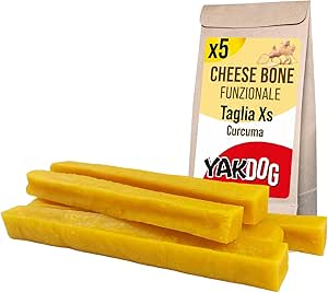 YAKDOG SALUTE+ - Bastoncini di formaggio per cani - Curcuma - Benefici antinfiammatori naturali - Snack da masticare a Lunga Durata - 100% Naturale - Tradizione himalayana - Prodotto in Belgio - XS
