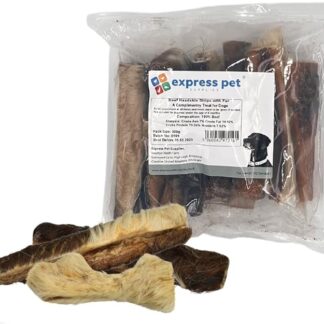 Express Pet Supplies 500 g Fetta di pelle con pelo/pelliccia, 100% naturale per cani da masticare