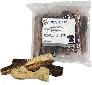 Express Pet Supplies 1 kg di fetta di pelle di manzo con pelo/pelliccia, 100% naturale da masticare per cani