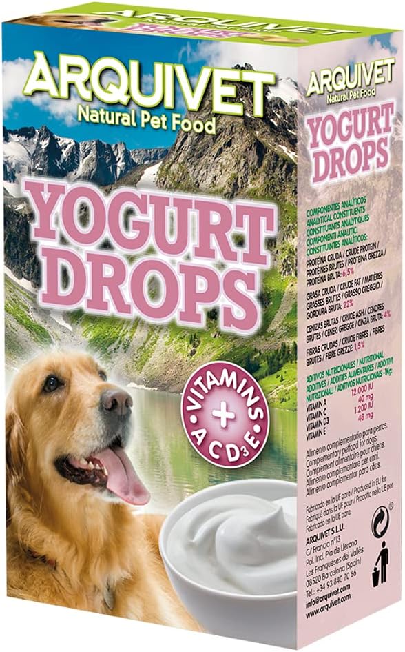 ARQUIVET Yogurt Drops 65 gr -Snack per Cani - Chuches, prelibatezze, premi, ricompense, caramelle per cani - Alimento complementare