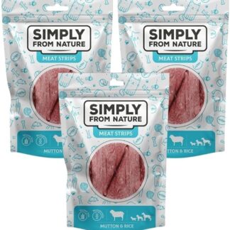 SIMPLY FROM NATURE Meat Strips Agnello e Riso per Cani 3x80 g
