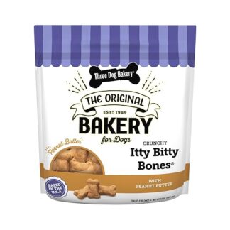 Tre Dog Bakery Itty Bitty Ossa Baked Dog Treats, Burro di Arachidi, 907,2 Gram