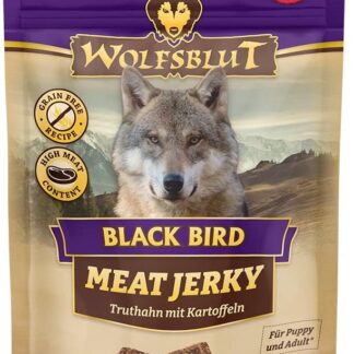 Wolfsblut - Meat Jerky Black Bird 1 x 80 g - Spuntino per cani - Cibo per cani - Senza cereali