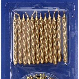 Taartkaarsen met Houders Goud, 12 pezzi.