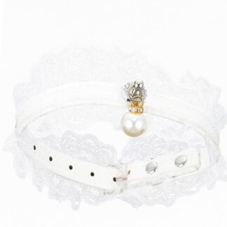 ROMISBABA 1pezzi Collare Per Cani Con Pizzo e Perle Accessorio Da Sposa Per Animali Domestici Regolabile Comfort Per Foto e Feste Taglia