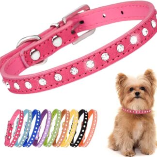 Collare per cucciolo di cane con strass colorati Bling ragazza cucciolo gatto collari rosa caldo S