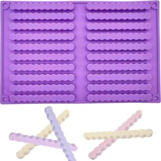 Fleymu Tappetino da Forno in Silicone, 20 Barre Muffa Lunga Biscotto Silicone Cottura Mat, Stampo per Cibo per Cani, Cane Tratta Stampi, per Cereali, Snack per Persone e Animali(Viola)
