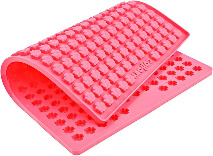 Collory Tappetino da forno per biscotti per cani, a forma di foglio, in silicone, resistente al calore, per alimenti e senza Bpa (mini quadrifoglio (1,5 cm), rosa)