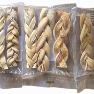 DEI NATURE Pelle di Testa di Manzo Intrecciata, 9 Pezzi da 15 cm, Masticativo Naturale per Cani, Dieta Barf