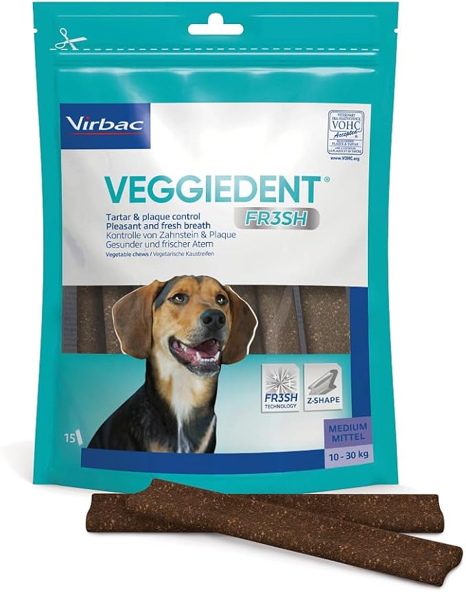 Virbac VeggieDent FR3SH - Mastica per cani di taglia media, 10-30 kg