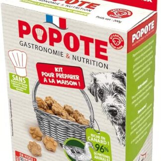 POPOTE – Snack per Cani – Ricetta Anatra – Ricco di Proteine ​​Animali – Alta Digeribilità – Produzione Francese – Da Cucinare a Casa – 1 Bustina di Preparato + 1 Cialda – 200 gr