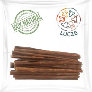 Lucze Spuntino naturale per cani, intestino di manzo essiccato 1 kg, bastoncini da 15 – 20 cm, 100% manzo, senza cereali, senza additivi, essiccati all'aria, ideale per cuccioli e cani di piccola