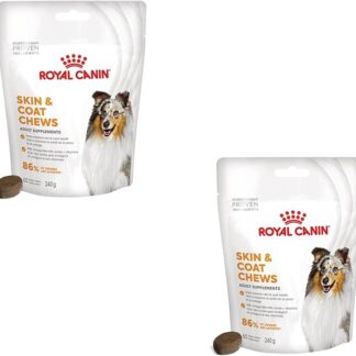 Royal Canin Skin Coat Chews | Confezione Doppia | 2 x 240 g | Snack per cani adulti di tutte le taglie e razze | Confezione richiudibile | Sviluppato con veterinari | Con proteine di pollame