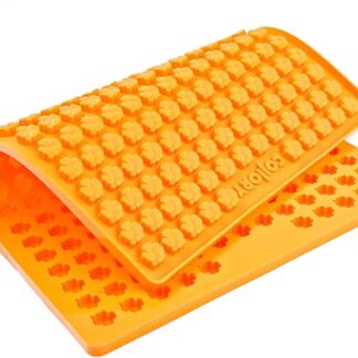 Collory Tappetino da forno per biscotti per cani, a forma di foglio, in silicone, resistente al calore, per alimenti e senza Bpa (mini quadrifogli (1,5 cm), arancione)