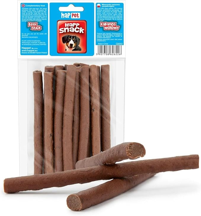 HAPPET Cabanos - Dolcetto di manzo 100 g - Massaggiagengive naturale, snack sano e facilmente digeribile, ricco di proteine e a basso contenuto di grassi, favorisce l'igiene orale