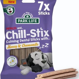 Park Life Chill-Stix, Bastoncini Calmanti per Cani con Miele e Camomilla, 7 Bastoncini, 180 g