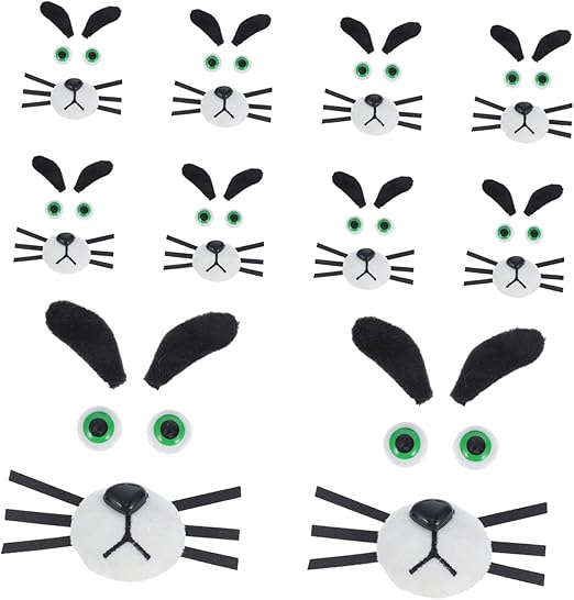 Toyvian 10 Set Accessori in Peluche per Cane Naso Bocca Occhi e Orecchie Sicuri e Morbidi per Animali Pezza Materiale per da Te Adatto Decorazioni per Pupazzi e