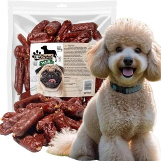 Mr. Pretzel Salsicce di agnello – spuntino sano premium naturale e senza cereali – ricompensa morbida per cani – 500 g