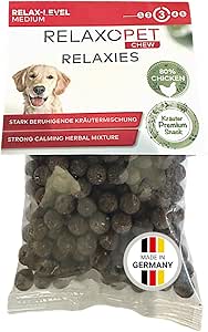 RelaxoPet CHEW I RELAXIES Ultra per cani, per lenire, contro ansia, antistress e per una maggiore serenità, 150 g, 80% carne di sensazione