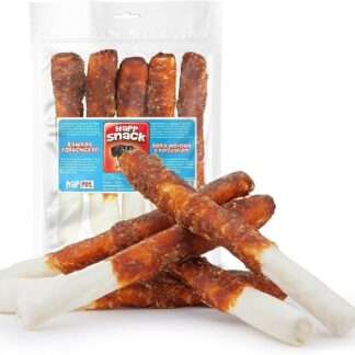 HAPPET Rotolo di manzo con pollo per cani, 22,5 cm, confezione da 5 pezzi, massaggiagengive naturale, dental ad alto contenuto proteico e a basso contenuto di grassi, favorisce l'igiene di denti e