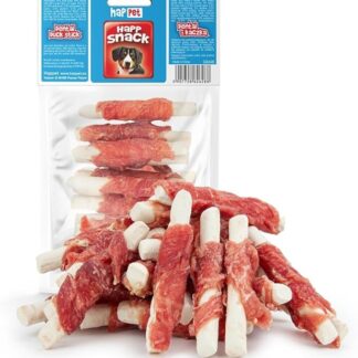 HAPPET® Dental con anatra 100 g - Dolcetti dentali per cani, per ridurre il tartaro e rinfrescare l'alito, masticatori sani a sostegno dell'igiene orale per cani di tutte le razze