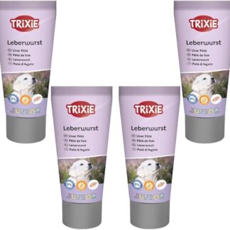 Trixie JUNIOR Paté di fegato per cuccioli | Confezione da 4 | 4 x 75 g | Snack gustoso per cuccioli | Con contenuto ridotto di sale e spezie | Con cozza verde