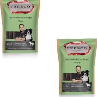 Fresco Martin Rütter - Barretta a forma di cavallo, confezione doppia, 2 x 100 g, mangime complementare per cani, spuntino monoproteico naturale in pura carne di cavallo, a forma di barretta