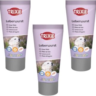 Trixie JUNIOR Paté di fegato per cuccioli | Confezione Tripla | 3 x 75 g | Snack gustoso per cuccioli | Con contenuto ridotto di sale e spezie | Con cozza verde