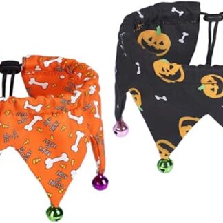PENIKOKO 2 Collare per Animali Regolabile con Campanelli per Halloween in Poliestere e Traspirante Collare per da Decorazione Festiva Accattivante