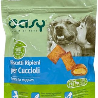 Oasy snack biscotti ripieni di mousse per cani cuccioli PROMOZIONE gusto POLLO |3 confezioni da 70 grammi l'una.