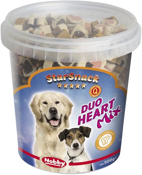 Nobby Duo Heart Mix Snack per Cani a Forma di cuoricino Barattolo da 500g