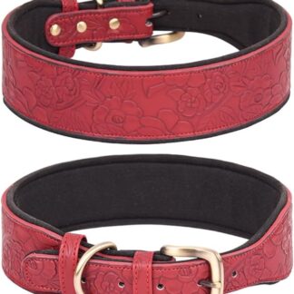 Collare imbottito largo per cani in pelle goffrata collari per cuccioli per esterni NoPull Comodo collare per animali domestici accessori per cani