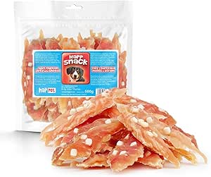 HAPPET Filetto di pollo morbido con formaggio per cani, 500 g, un trattamento naturale per l'allenamento, un massaggiagengive ad alto contenuto di proteine e a basso contenuto di grassi per cani di