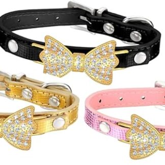 GALPADA Set Di Collari Per Animali Domestici Con Fiocco Elegante - Collare Per Cani Con Strass Raffinato Per Feste Ideale Per Animali Domestici Ampia Regolazione