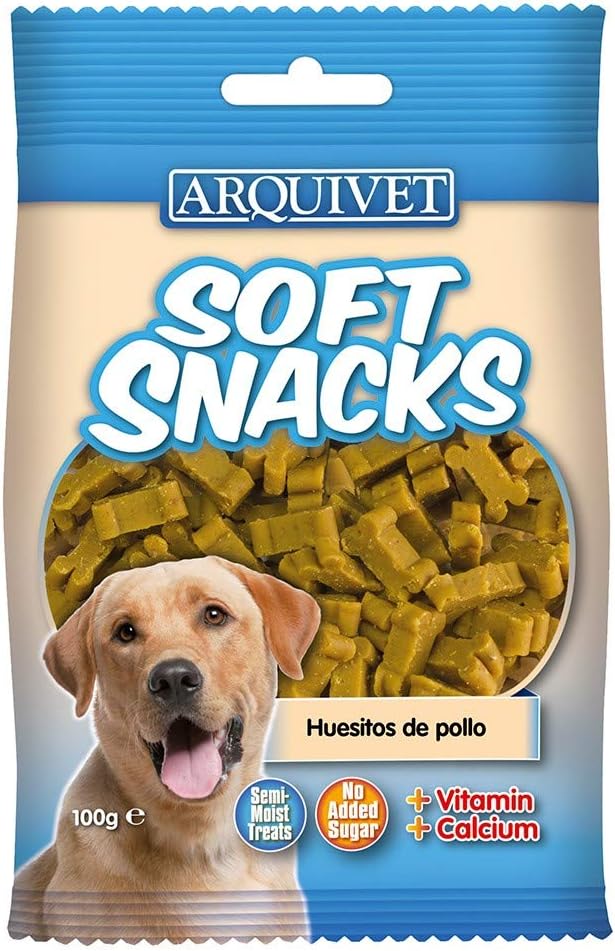 ARQUIVET Soft Snacks - Ossi piccoli di pollo - 100 gr - Snack per cani a forma di osso piccoli - Snack per cani - Alimento complementare