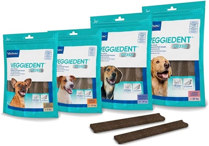 Virbac VEGGIEDENT Fresh L - Snack per la cura dei denti per cani, taglia media, 490 grammi