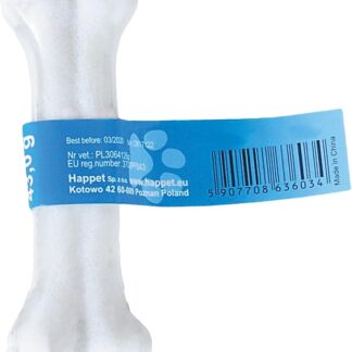 HAPPET Osso pressato bianco per cani, 7,5 cm, 50 pezzi, in pelle bovina dura, naturale, inodore e 100% digeribile, supporta l'igiene orale