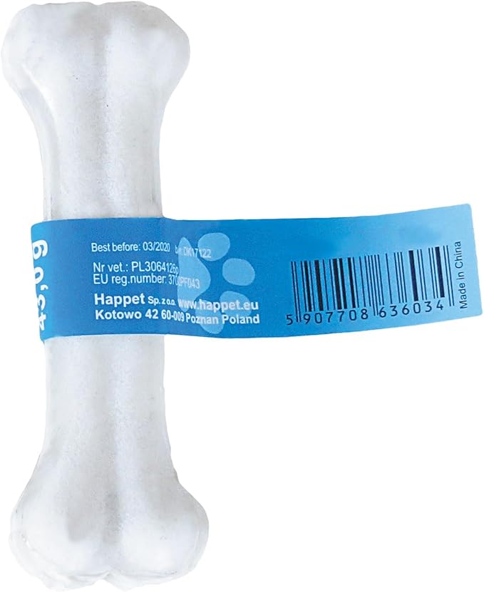 HAPPET Osso pressato bianco per cani, 12,5 cm, 30 pezzi, pelle bovina naturale, inodore, 100% digeribile, favorisce l'igiene di denti e gengive
