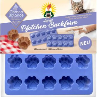 ChronoBalance® Tappetino da forno in silicone riutilizzabile, senza BPA, 10 zampe per biscotti e biscotti per cani fai da te a forma di zampa (10 zampe, blu)