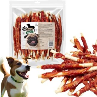 Mr. Pretzel Spuntino di carne d'anatra, bastoncini avvolti con anatra, 500 g, 45% carne di anatra, senza cereali, per tutte le razze di cani, senza additivi artificiali