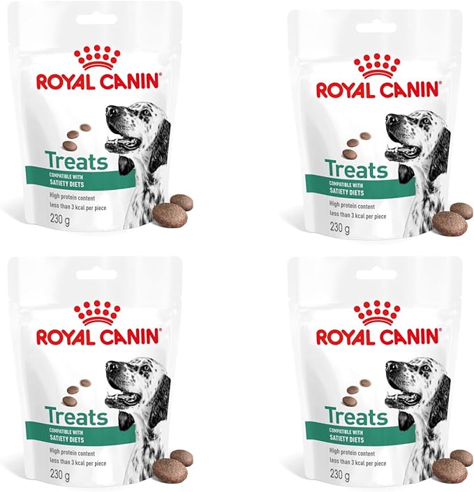 Royal Canin Veterinary Satiety Weight Management Treats | Confezione da 4 | 4 x 230 g | Snack per adulti cani di tutte le taglie e razze | Sacchetto richiudibile, meno di 3 calorie per pezzo