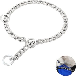 Collare Catena Cane Regolabile Robusto e Resistente Collare Strozzo in 304 Acciaio Inox per Cani Piccola Media Grande per Allenamento a Piedi(S)