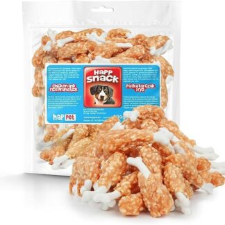 HAPPET Bastoncino per pollo e riso 500 g, da masticare naturale, dentale, sostiene i denti puliti, l'alito fresco e le esigenze di masticazione