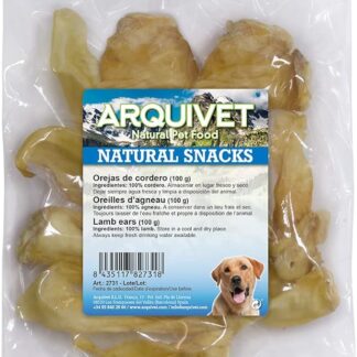 ARQUIVET Orecchio di Agnello per Cani - Sacchetto 100 gr - Snack Naturali per Cani - Masticabile