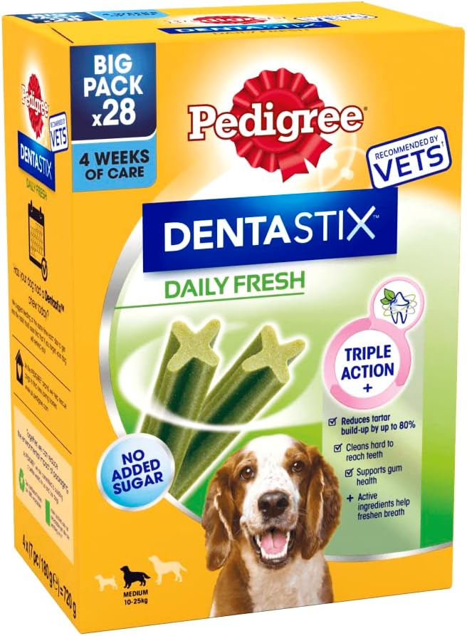 Pedigree Denta Stix Fresh M.P. - Cani di taglia media, 4 x 7 pezzi