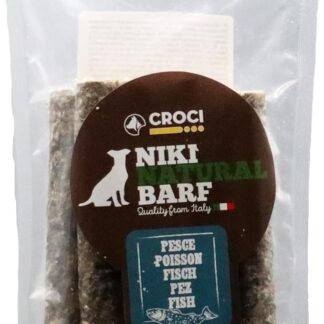 Croci Niki Natural Barf Fish - Snack per cane 100% Stick di Merluzzo essiccato, Ricca di proteine naturali, Dieta Barf per cani, Senza additivi artificiali e conservati, 8 Pezzi 100g