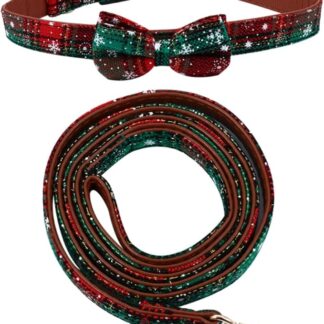ifundom 2 Collare e Guinzaglio per Natalizi con Regolabile Accessorio per Animali Domestici Collare Guinzaglio per Passeggiate e Allenamenti