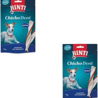 Rinti Extra Chicko Dent Medium Bastoncini da masticare con filetto di anatra | Confezione Doppia | 2 x 150 g | Alimento complementare per cani | Bastoncini da masticare per l'igiene dentale